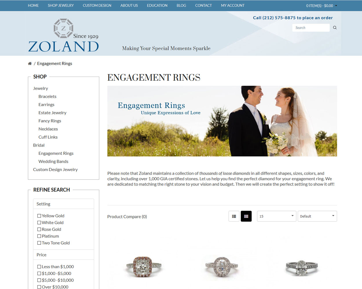 Jewelry Shopping Cart Web Design
